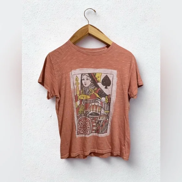 Lucky Brand Women's Queen of Spades Boyfriend Tee 100% Cotton Ash Rose Size XS - Picture 6 of 11